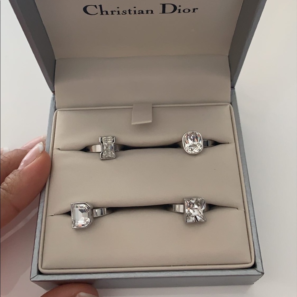 Vintage Christian Dior by John Galliano 4 Initials Adjustable Ring Set